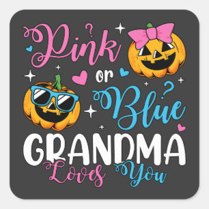 Pegatina Cuadrada A La Abuela Rosa O Azul Le Encanta Calabaza Bebé
