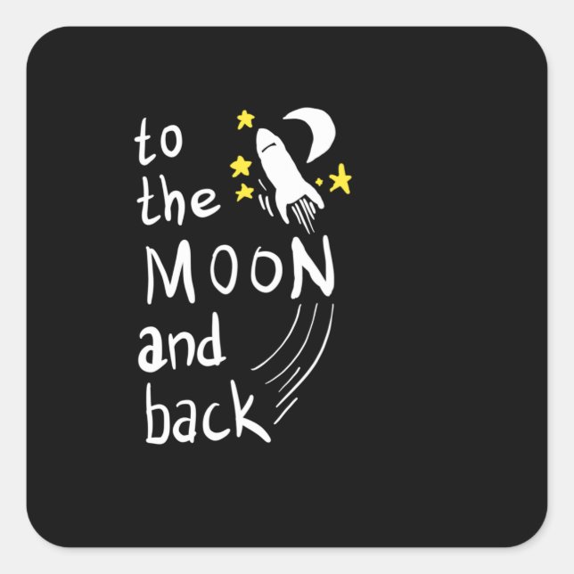 Pegatina Cuadrada A la luna y de vuelta (Anverso)