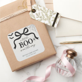 Pegatina Cuadrada A Little Boo Is On The Way Baby Shower