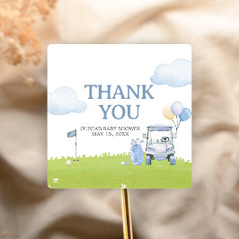 Pegatina Cuadrada A Little Putter Golf Baby Shower