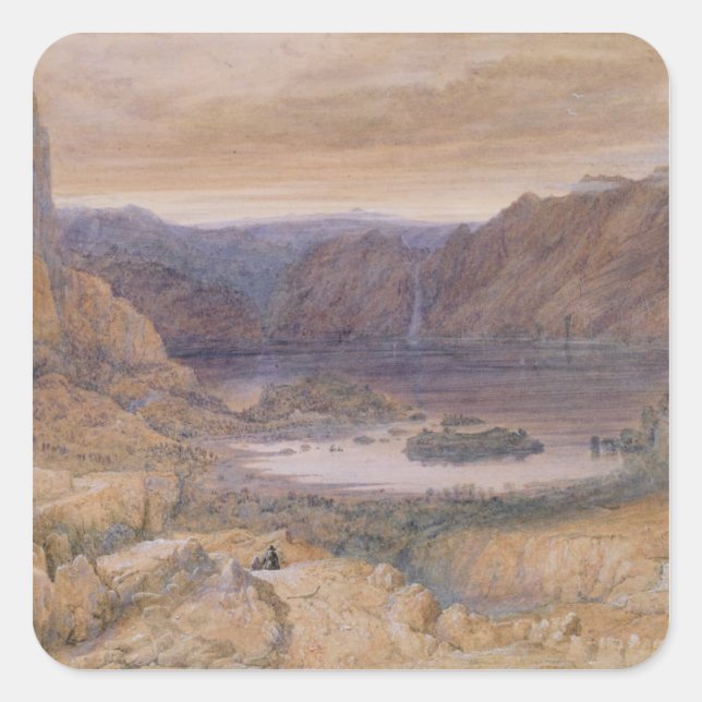 Pegatina Cuadrada A Mountain Lake, Noruega, c.1827 (Anverso)