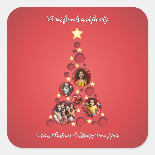 Pegatina Cuadrada A nuestros amigos y familiares (Anverso)