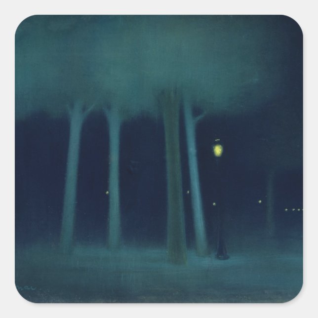 Pegatina Cuadrada A Park at Night, c.1892-95 (Anverso)