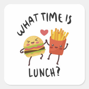 Pegatina Cuadrada ¿A qué hora es el almuerzo?