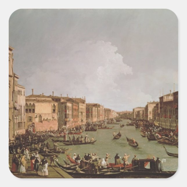 Pegatina Cuadrada A Regatta en el Gran Canal, c.1735 (Anverso)