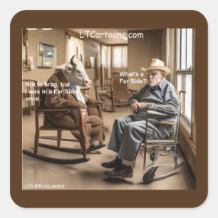 Pegatina Cuadrada A Rick London Retirado A La Vaca Lejana Le Gusta E