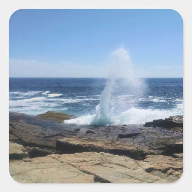 Pegatina Cuadrada A Splash of Adventure at Schoodic Point (Anverso)
