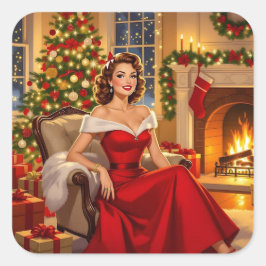 Pegatina Cuadrada A Sweet Vintage Christmas