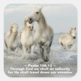 Pegatina Cuadrada A través de Dios haremos Salmo Valiente 108:13