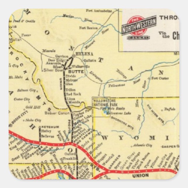 Pegatina Cuadrada A través del servicio de tren de Chicago (Anverso)