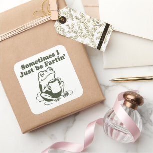 Pegatina Cuadrada A veces simplemente soy divertida rana desquiciada