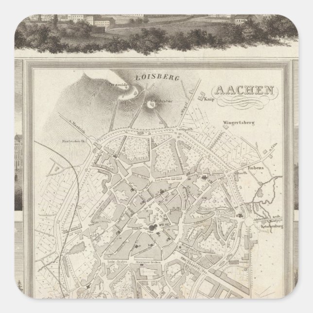Pegatina Cuadrada Aachen, Alemania (Anverso)