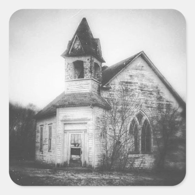 Pegatina Cuadrada Abandonado (Anverso)