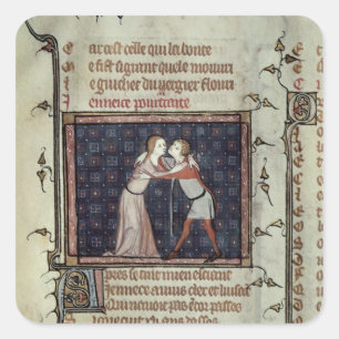 Pegatina Cuadrada Abarcamiento de la juventud y del amor