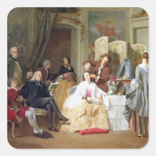 Pegatina Cuadrada Abbe Prevost leyendo 'Manon Lescaut', 1856