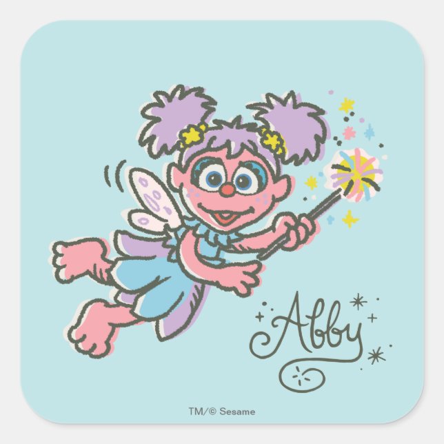Pegatina Cuadrada Abby Cadabby Vuela (Anverso)
