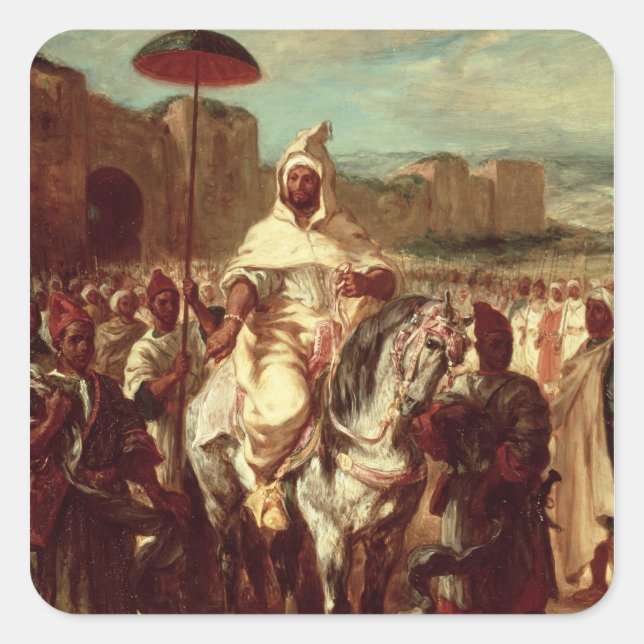 Pegatina Cuadrada Abd Ar-Rahman Sultan de Marruecos (Anverso)