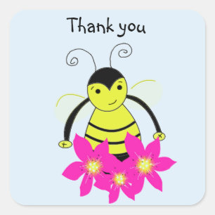 Pegatina Cuadrada Abeja Caprichosa Gracias