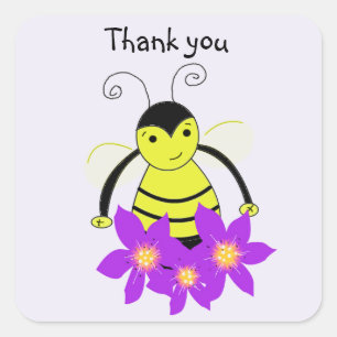 Pegatina Cuadrada Abeja Caprichosa Gracias