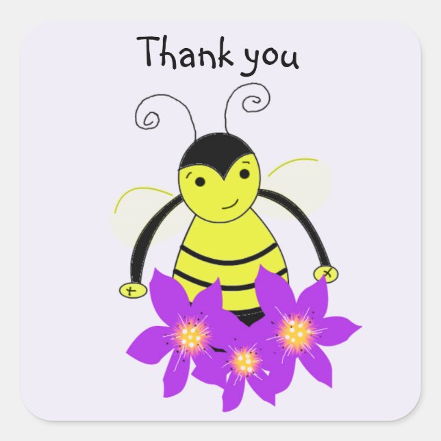 Pegatina Cuadrada Abeja Caprichosa Gracias (Anverso)