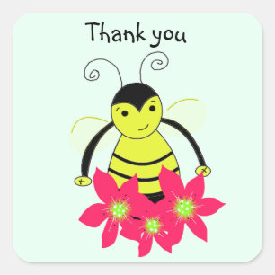 Pegatina Cuadrada Abeja Caprichosa Gracias