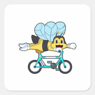 Pegatina Cuadrada Abeja con bicicleta