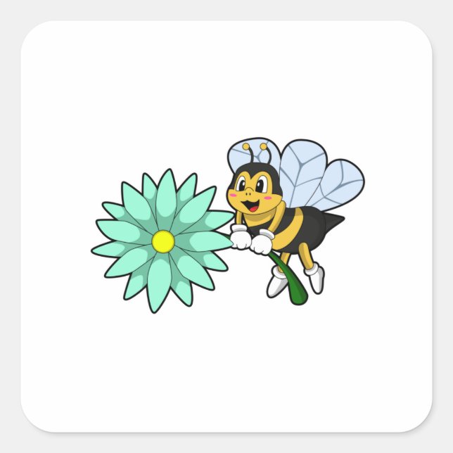 Pegatina Cuadrada Abeja con flor.PNG (Anverso)