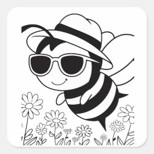 Pegatina Cuadrada Abeja Cool