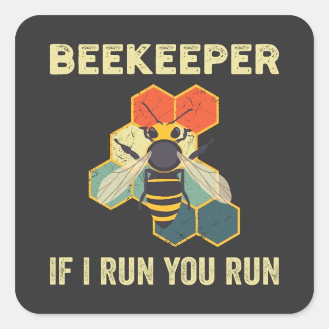 Pegatina Cuadrada Abeja divertida Bee Honeycomb (Anverso)