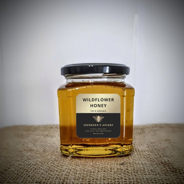 Pegatina Cuadrada Abeja dorada negra moderna atractiva (Subido por el creador)