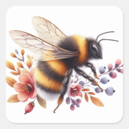 Pegatina Cuadrada Abeja encantadora