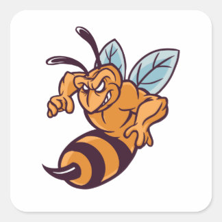 Pegatina Cuadrada abeja enojada