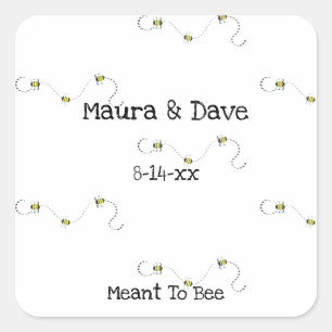 Pegatina Cuadrada Abeja Fría Texto Personalizable Destinado a Ser Ab
