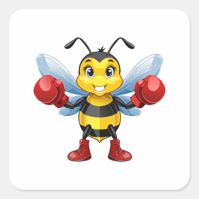 Pegatina Cuadrada abeja melífera europea (Anverso)