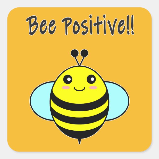 Pegatina Cuadrada Abeja Positiva!! (Anverso)