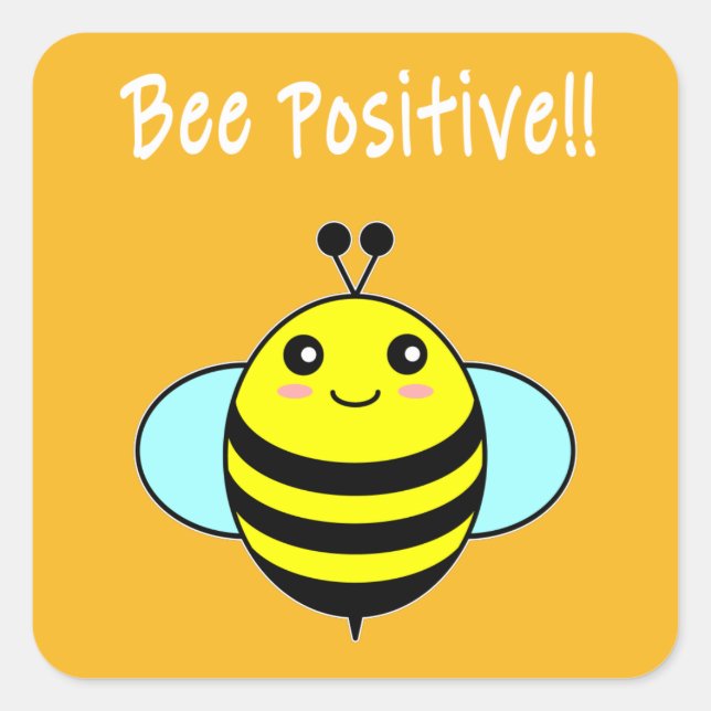 Pegatina Cuadrada Abeja Positiva!! (Anverso)