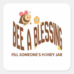 Pegatina Cuadrada Abeja una bendición