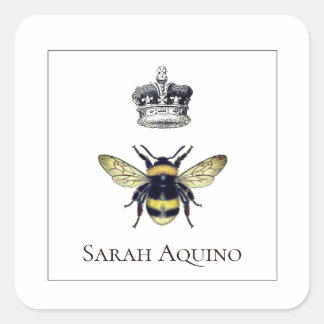 Pegatina Cuadrada Abeja Y Corona