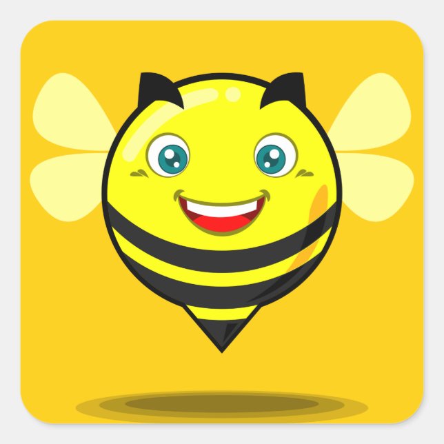 Pegatina Cuadrada Abeja Zumbadora (Anverso)