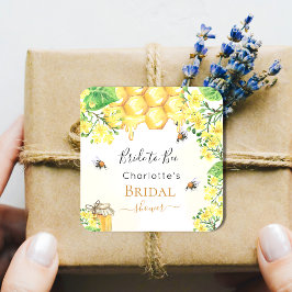 Pegatina Cuadrada Abejas de burbuja miel flores amarillas Ducha de n