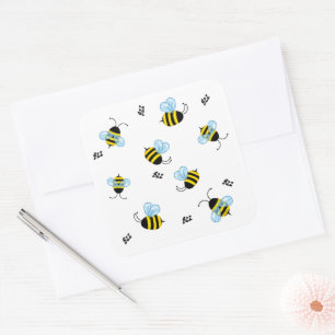 Pegatina Cuadrada Abejas de burbujas bulliciosas