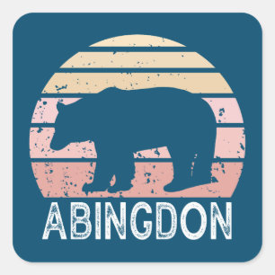 Pegatina Cuadrada Abingdon Virginia Retro Bear