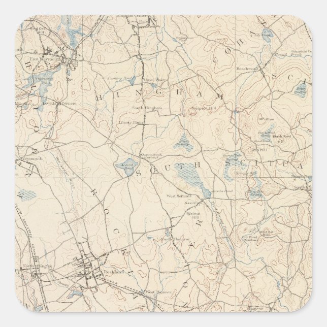 Pegatina Cuadrada Abington, Massachusetts (Anverso)