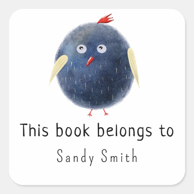 Pegatina Cuadrada Abirro acuático - Este libro pertenece a (Anverso)