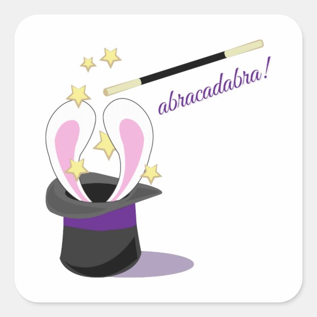 Pegatina Cuadrada Abracadabra Gorra (Anverso)