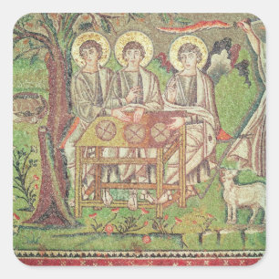 Pegatina Cuadrada Abraham con los ángeles (mosaico)