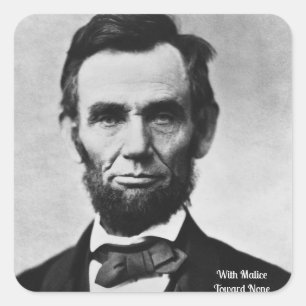 Pegatina Cuadrada Abraham Lincoln - Con Malice hacia Ninguno
