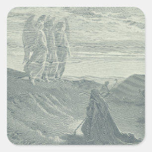 Pegatina Cuadrada Abraham y los tres ángeles