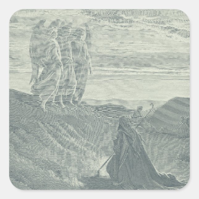 Pegatina Cuadrada Abraham y los tres ángeles (Anverso)