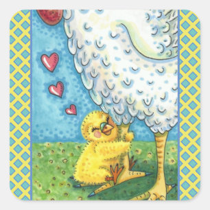 PEGATINA CUADRADA ABRAZA A TU MOMMA, CUTE CHICK AMA A LA MADRE HASTA